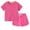 Hot Pink, variant on CYRBOKO Girls Outfit Sets, Short Sleeve Solid Color 2 Pieces T Shirts with Shorts Sets Yellow Size 10-12 T