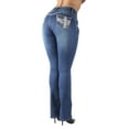 thumbnail image 6 of Fashion2Love Women's Juniors Butt Lift Push Up Mid Waist Ripped Distressed Boot Leg Jeans, 6 of 10