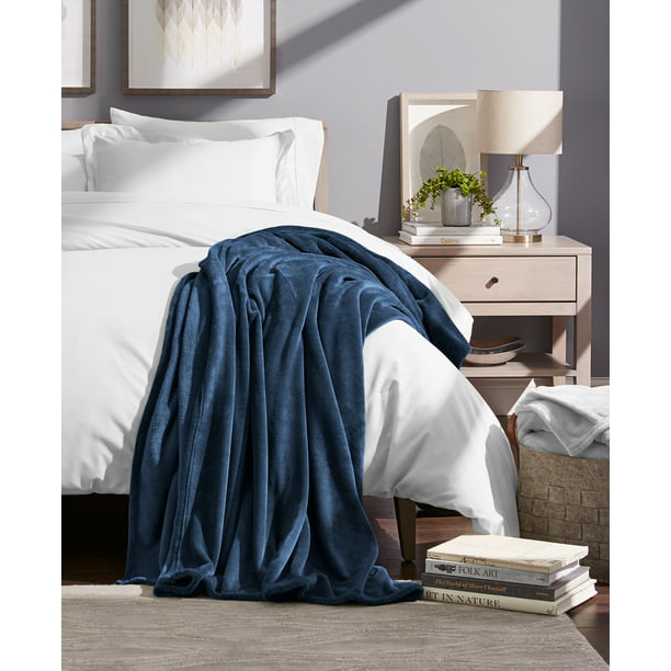 Bare Home Luxurious Ultra Soft Premium Microplush Fleece Blanket, King,  Dark Blue 