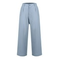 thumbnail image 5 of Huankd Wide Leg Stretchy Work Pants Pull on Business Casual Pants for Women High Waisted Slacks Dress Pants Blue S, 5 of 7