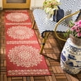 thumbnail image 3 of SAFAVIEH Beach House Lynette Medallion Indoor/Outdoor Area Rug, Red/Creme, 6'7" x 6'7" Round, 3 of 10