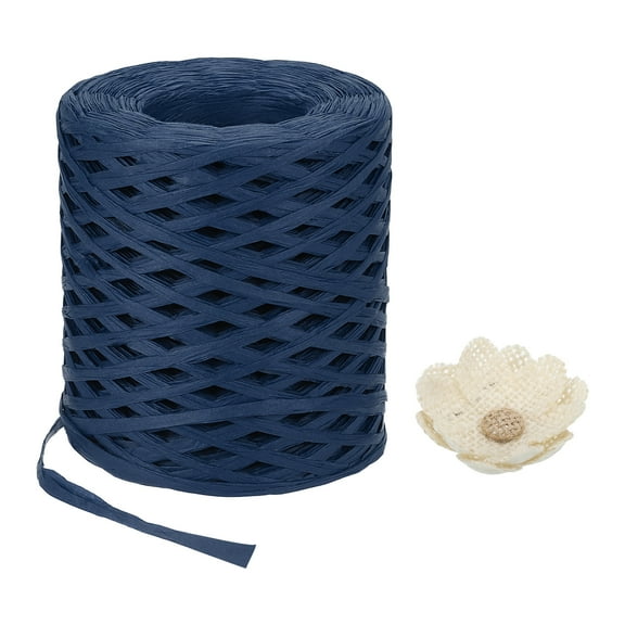 Uxcell Raffia Paper Craft Ribbon 200m/656ft Raffia Ribbon Raffia String Kraft Packing for Gift Wrapping, Crafting Supplies (Blue)