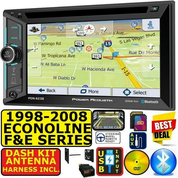 1998-2008 SELECTED FORD-LINCOLN USB BLUETOOTH USB AM/FM CD/DVD CAR RADIO STEREO PKG WITH OPT SIRIUSXM SATELLITE RADIO. INCL VEHICLE INSTALLATION HARDWARE DASH KIT, WIRE HARNESS, AND ANTENNA ADAPTER