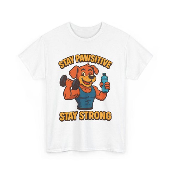 Stay Pawsitive Dog Workout Tee, Funny Pet Lover Shirt, Gym Apparel for Animal Lovers, Gift for Dog Owners, Motivational Fitness Top