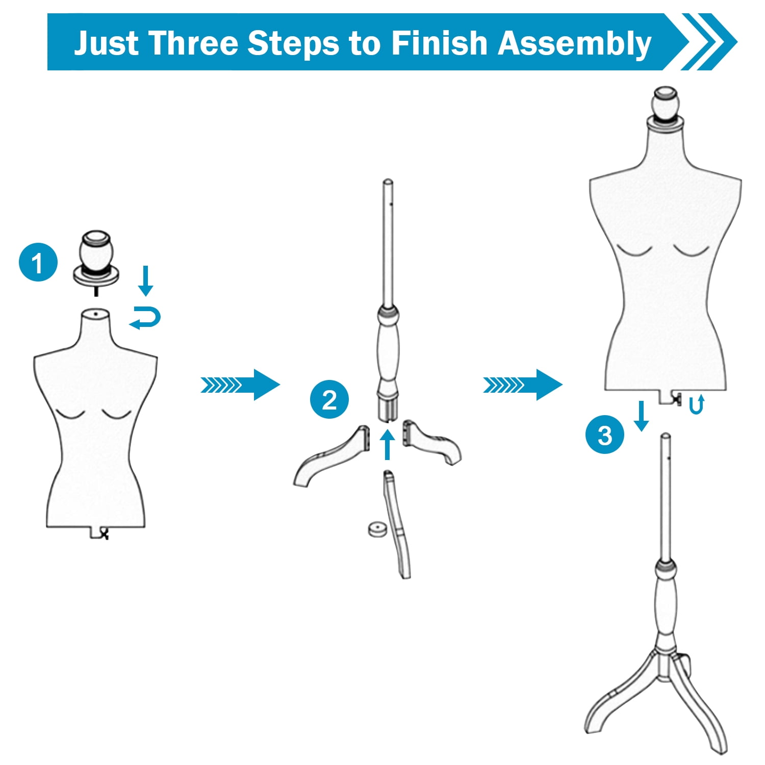 49"-63" Height Dress Form Mannequin Adjustable Female Mannequin Torso Sewing Mannequin Female Dress Model Torso Body Tripod Stand Clothing Forms, Blue