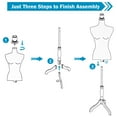 thumbnail image 3 of 49"-63" Height Dress Form Mannequin Adjustable Female Mannequin Torso Sewing Mannequin Female Dress Model Torso Body Tripod Stand Clothing Forms, Blue, 3 of 7
