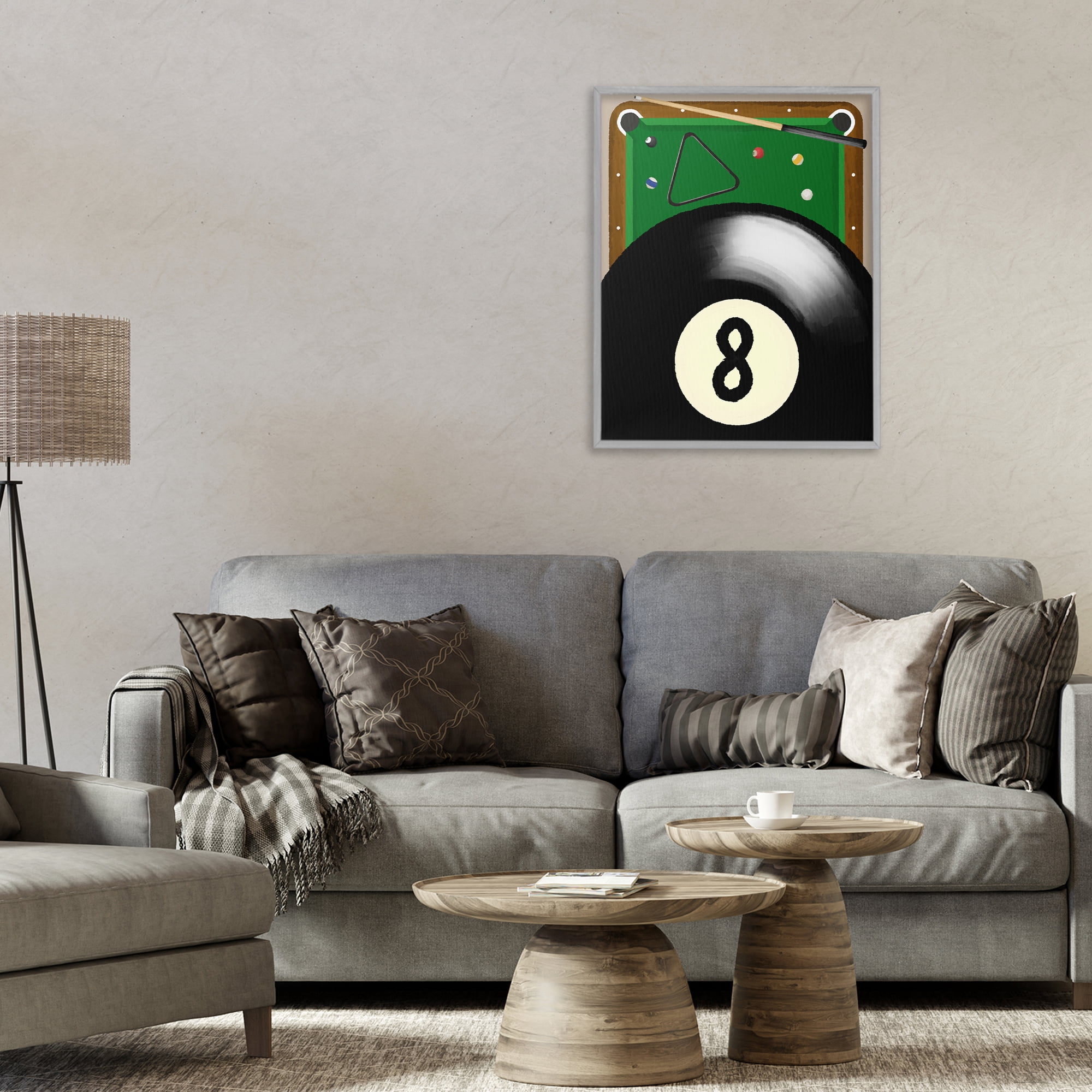 Stupell Industries Billiard Table & Balls Gray Framed Giclee Art, design by Jennifer Stith