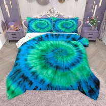 Homewish Colorful Tie-Dye Bedding Comforter Set,Modern Graffiti Artistic Twin Comforter Sets,Green Blue Bedding Set For Adults,Luxury Bedroom Decor Reversible,2pcs