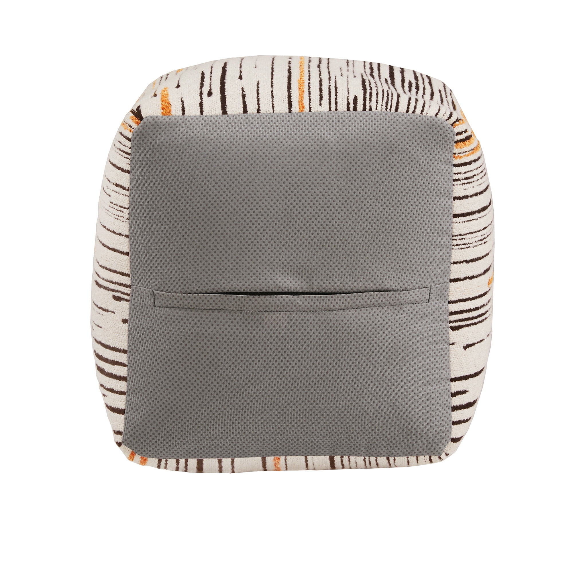Weston Home Dinant Upholstered Square Pouf Ottoman, Multicolored Line Pattern Fabric