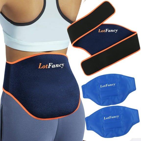 LotFancy Ice Pack for Back Injuries, 2 Gel Hot Cold Packs w/ Wrap for Low Back, Waist, Abdomen