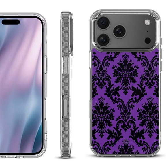 For iPhone 17 Pro Max Protective Shockproof Phone Case, by OneToughShield - Victorian Purple/Black