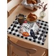 thumbnail image 3 of Placemats Set of 2 Halloween Pumpkin Crow Eyeball Skull Black Plaid Heat Insulation Washable Place Mats, Rustic Non-Slip Table Mats for Dining Table Party Kitchen Decor,13x19 Inch, 3 of 4
