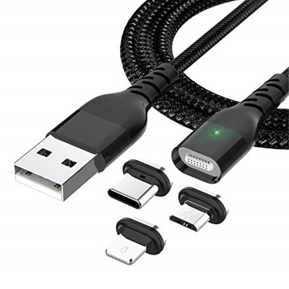 Magnetic Phone Charger Cable, Upgrade 3 in 1 Multi Cable Charging and Data Sync 3.3ft Nylon Braided Compatible with Samsung Galaxy S10 S9 S8,XR XS Max X 8 8 Plus,Android Micro Cable,USB Type C Cable