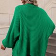 thumbnail image 4 of Mujeres casual knit cardigan suéter V Masajeadores de cuello botón hasta Batwing manga larga suelta hem oversized Outwear abrigo verde S, 4 of 6