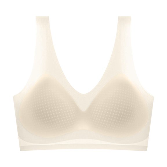 Levmjia Women Seamless Bra Solid Color Wire Free Padded Support Brassiere Lift Small Bust Daily Casual Wear