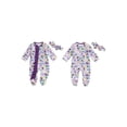 thumbnail image 2 of BemeyourBBs Newborn Baby Girls Mardi Gras Outfit Ruffle Footed Romper Long Sleeve Printed Zip Up Footie Jumpsuit Headband Cute Infant Spring Fall Winter Clothes, 2 of 9
