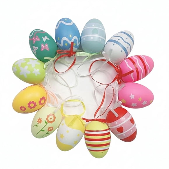 DIY Easter Egg Decorating Kit, Painted Simulated Plastic Eggs for Kids Crafts, Colorful Holiday Gifts, and Party Favors 4x6cm