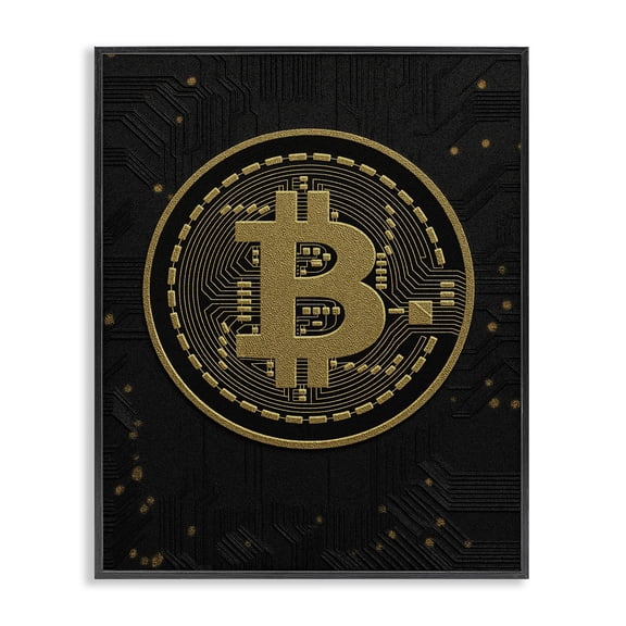 Stupell Industries Art Deco Bold Golden Digital Currency Black Framed Giclee Art, 11 x 14, by Svetlana Aleynikova