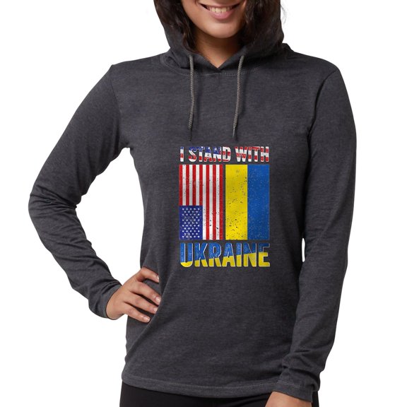 CafePress - I Stand With Ukraine Support U Long Sleeve T Shirt - Womens Hooded Shirt