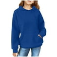 thumbnail image 2 of YLSDY Clearance Cute Hoodies for Teen Girls Trendy Preppy Waffle Hooded Sweatshirts Oversized Long Sleeve Sweater Tween Girl Clothes Blue 10 Years, 2 of 7