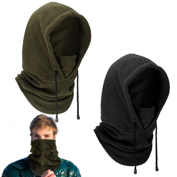 Bocaoying 2 Pcs Balaclava for Women Men, Unisex Ski Mask, Windproof Thermal Face Mask, Cold Weather Neck Warmer, Winter Hat with Mask and Drawstring for Ski Cycling Commuting and More