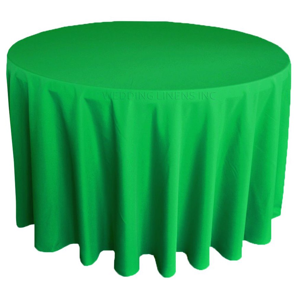 Wedding Linens Inc. 108" Round Premium(200 GSM) Polyester Linen Tablecloth Emerald Green