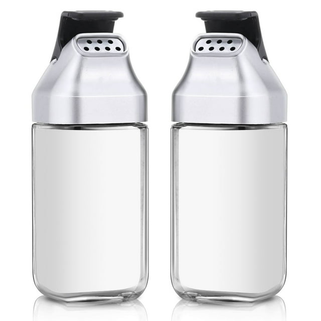 Advancent Paquete de 2 botellas de almacenamiento de condimentos, recipiente para sal, pimienta, botellas, tarro para asar a la parrilla, Cocina y Comedor