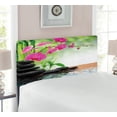 thumbnail image 2 of Spa Headboard, Composition Bamboo Tree Floor Mat Orchid Stones Wellness Greenery, Upholstered Decorative Metal Bed Headboard with Memory Foam, Twin Size, Charcoal Grey Lime Green, by Ambesonne, 2 of 4