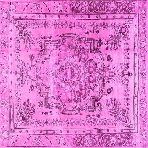 Ahgly Company Indoor Square Persian Pink Traditional Area Rugs, 5' Square