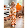 thumbnail image 5 of RUINIXCW Kids Toddler Baby Girl Halloween Silk Stain Pajamas Set Girls Fall Sleepwear Pumpkin Bread Print Lapel V Neck Furry Long Sleeve Button Down Shirt and Pants Set Loungewear Homewear 1-7 Years, 5 of 9