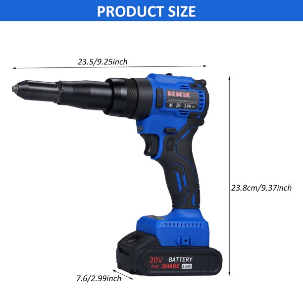Mácina remacha inalámbrica de bricolaje, batería de litio portátil de 20 V Cargando un kit profesional de mácina de extracciónico de nús de núcleo entero, con remaches