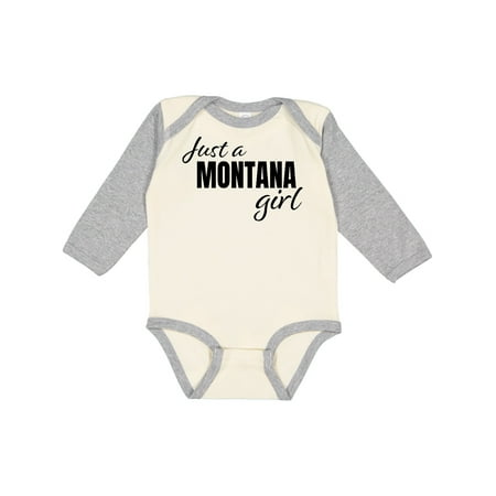 

Inktastic Just a Montana Girl Born and Raised Gift Baby Girl Long Sleeve Bodysuit