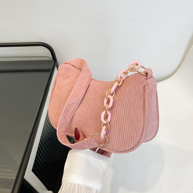 Sac à Main Chaîne en Velours Côtelé Multi-Usage Sac à Main Mode sous les Bras