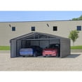 thumbnail image 3 of Arrow 20 x 20 x 7 ft Charcoal Steel Carport With 3 Wall Kit, 3 of 17
