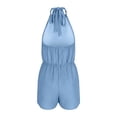 thumbnail image 6 of Byworldtasic Women's Halter Jumpsuit Summer Sleeveless Tops Wide Leg Going Out Short Rompers, 6 of 9