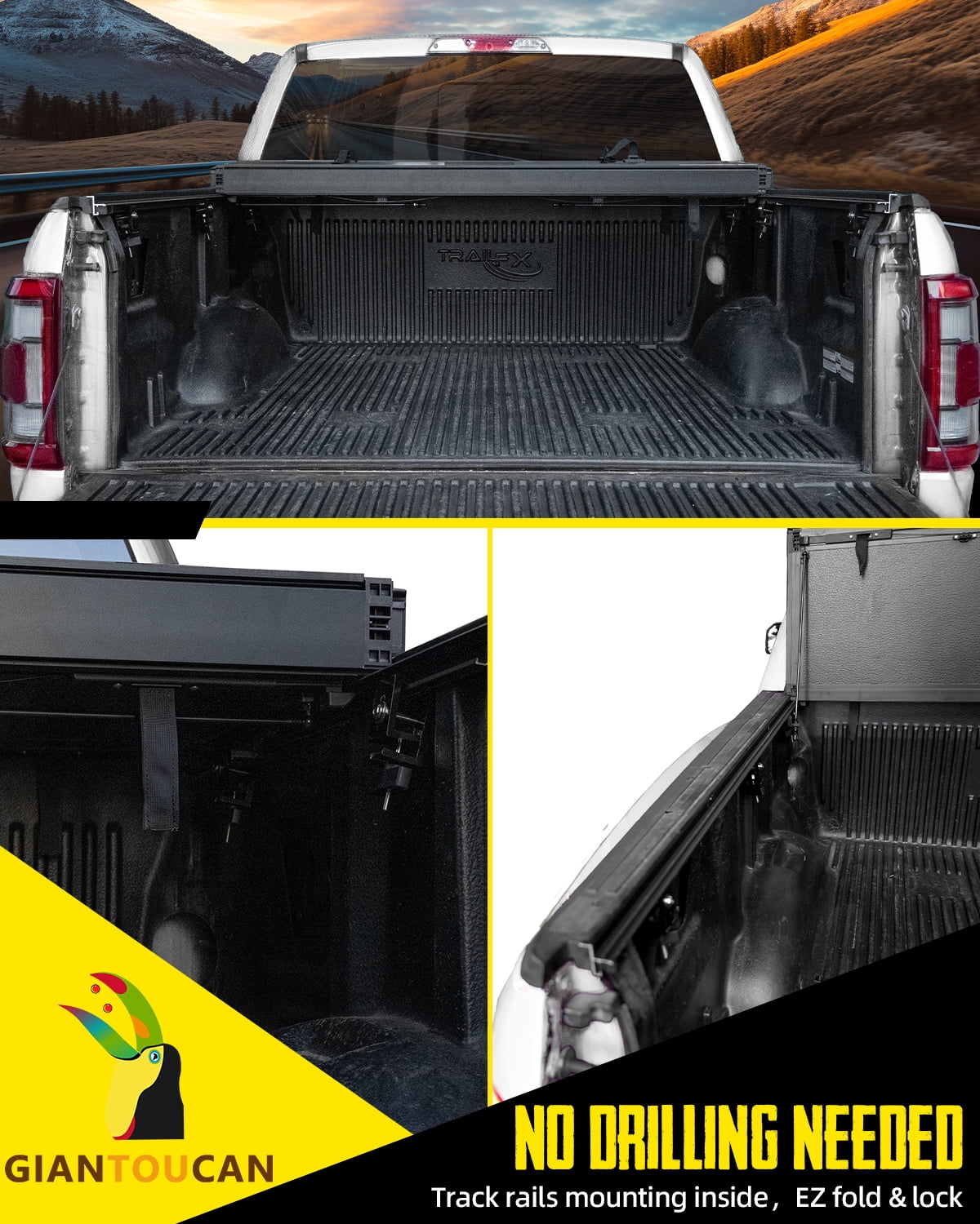 5.5ft Hard Folding Tonneau Cover for 2022-2026 Toyota Tundra,Flip-Up Low Profile Truck Bed Cover