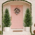 thumbnail image 4 of DAMAI 21.6" Artificial Cedar Topiary Trees for Front Porch Decor Realistic Xmas Tree Shrubs Faux Cypress Greenery Fake Potted Plants for Indoor and Outdoor Front Porch Gardens, 4 of 6