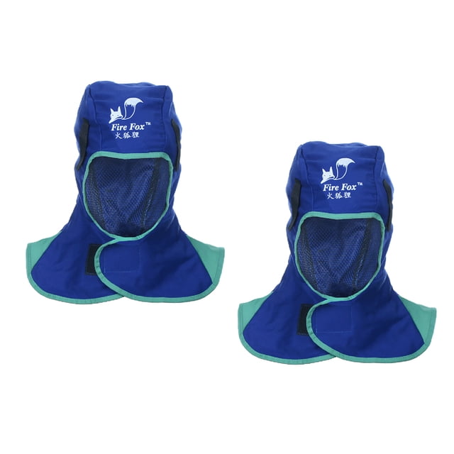 Paquete de 2 capuchas de soldadura ignífugas azules / con todo tipo de cascos de soldadura, cubierta de protección de hombros y cuello DYNWAVEMX Sombrero del casco de soldadura