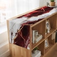 thumbnail image 6 of Marble Red 72 Inch Table Runner, Modern Abstract Gold White Brick Stone Motif Farmhouse Dresser Scarf Cotton & Linen Tablerunner for Dining/Kitchen Island/Holiday Party Décor 13" x 72", 6 of 9