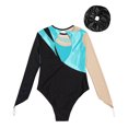 thumbnail image 4 of Alvivi Kids Girls Gymnastics Leotard Shiny Rhinestone Long Sleeve Ballet Dance Bodysuit with Hair Band Turquoise&Black 14, 4 of 5