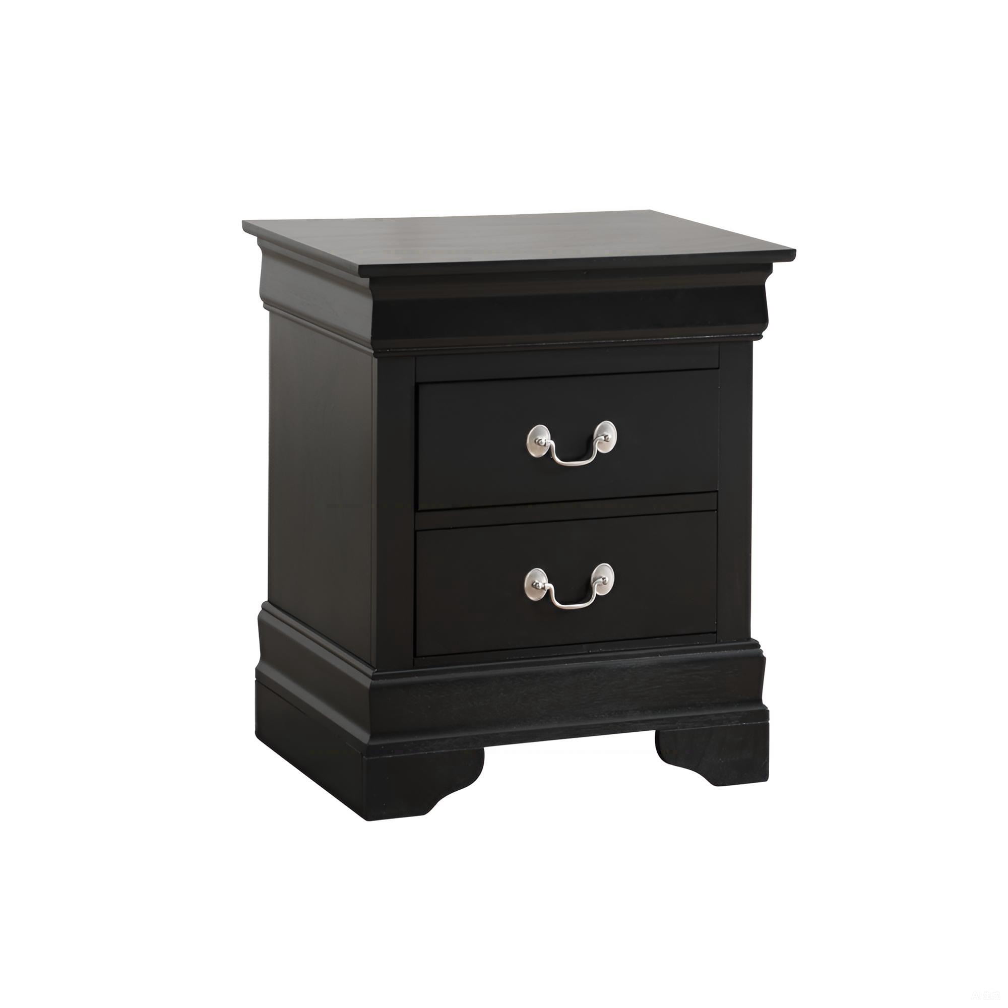 Noble House Traditional 2-Drawer Nightstand with English Dovetail Drawers, Black Finish