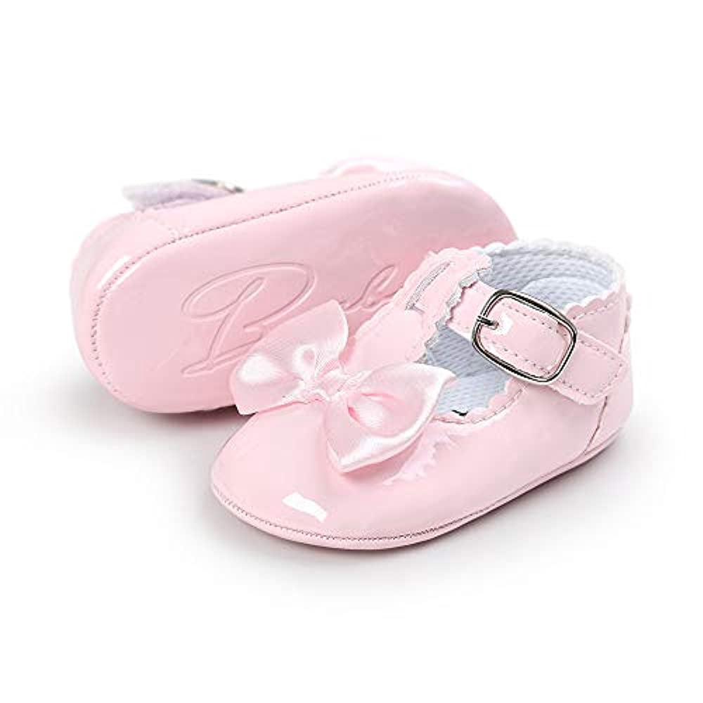 Meckior Baby Girls Dress Shoes Infant Mary Jane Bowknot Soft Sole PU Leather Princess Wedding