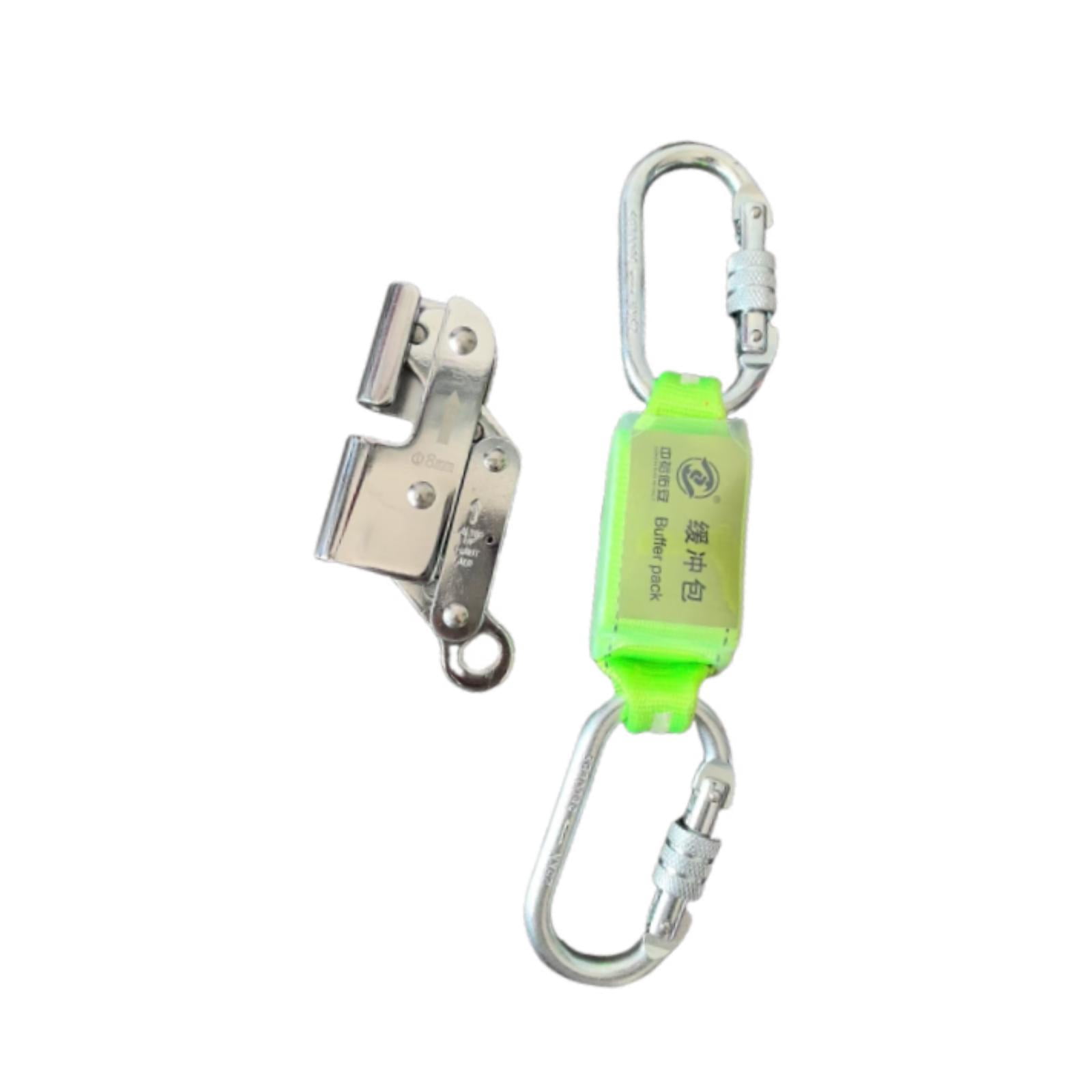QccHieUs Sturdy Alloy Steel Rope Grab Rock Climbing 15KN Heavy Duty Fall Arrester Caving with Rebar Hook