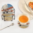 thumbnail image 5 of Qxltty Orange Airplane Drink Coasters with Holder 6pcs Handmade Woven Simple Vintage Saucer Set, 5 of 7