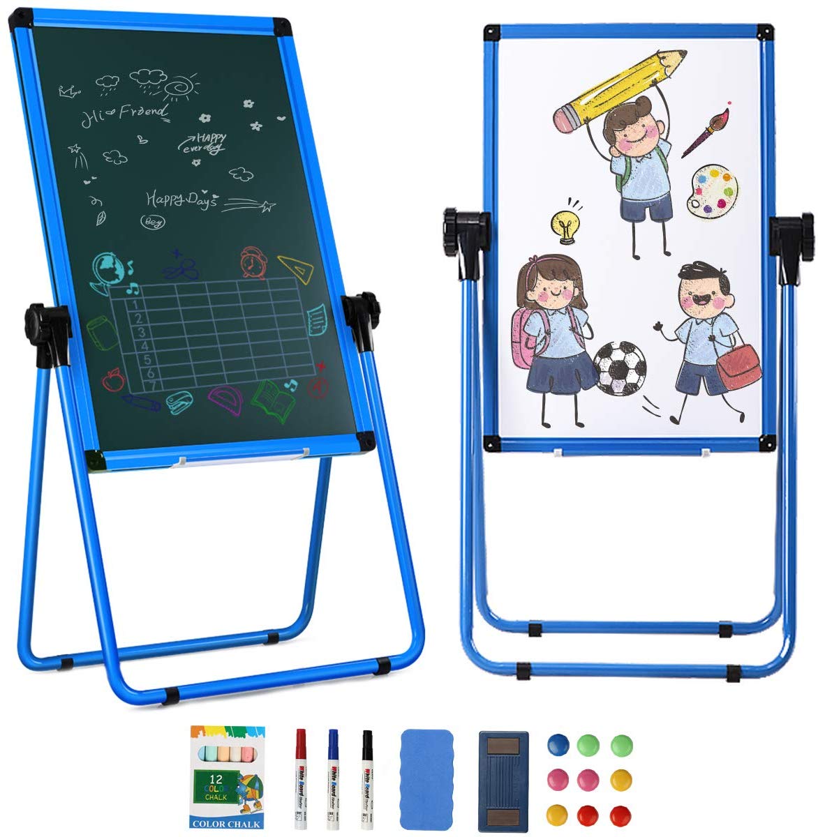 20" x 28" Kids Art Easel, Portable Easel Dry Erase Board