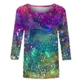 thumbnail image 5 of EQWLJWE Womens Sequin Tops Casual Multicolor 3/4 Sleeve Glitter Sparkly Loose Fit Blouse Round Neck Dressy Shirts for Evening Party Club Music Festival(S-5Xl), 5 of 5