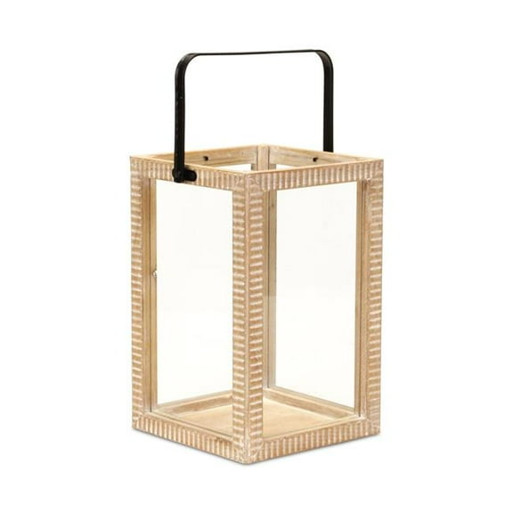 Cheungs 6031L Abner Ridge Patterned Wood Lantern & Handle - Large