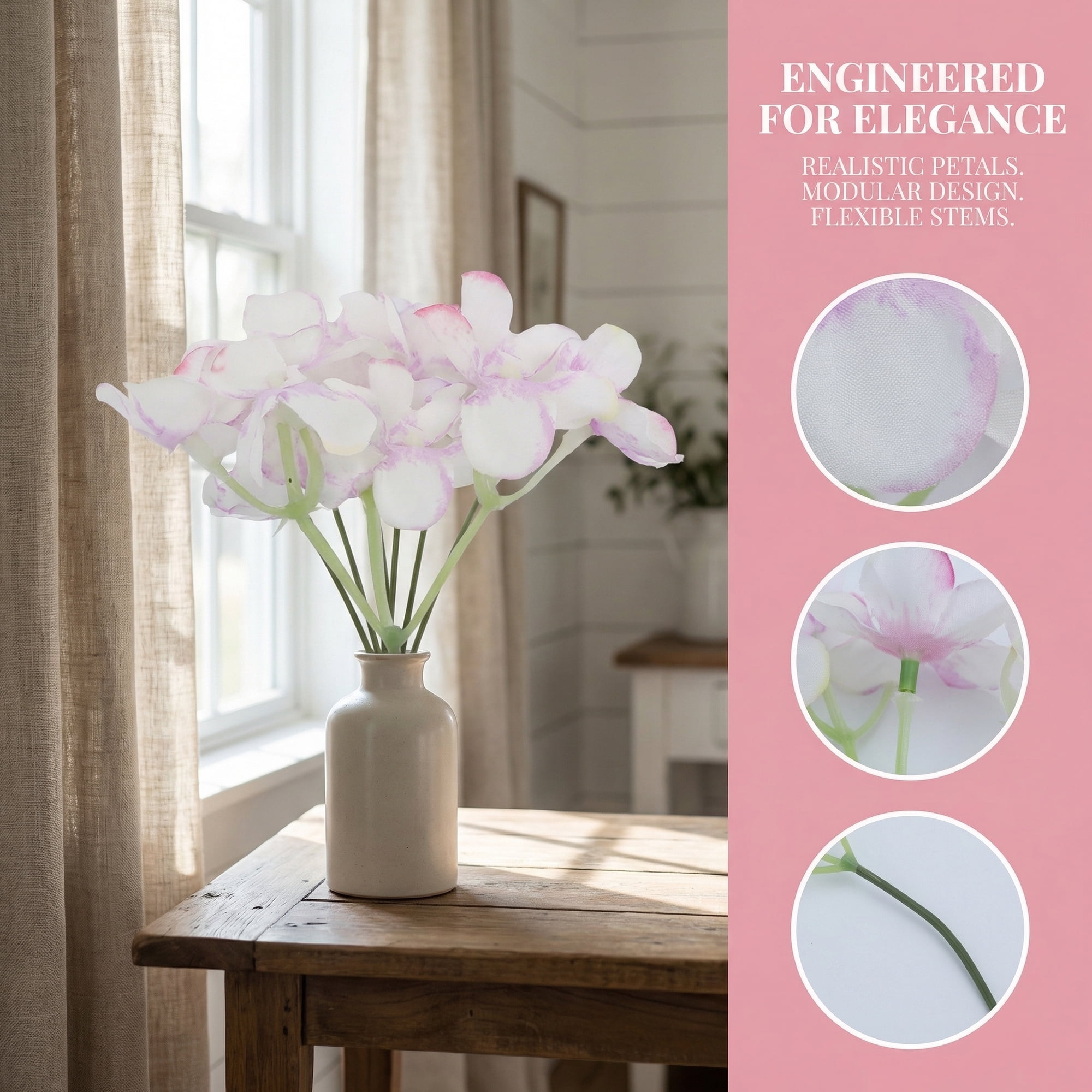 Unique Bargains Artificial Hydrangea Flowers with Detachable Heads Light Purple 8.3inch