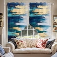 thumbnail image 2 of Abstract Swag Curtain Valance for Windows, Gold and Navy Blue Window Treatments Short Swag Topper for Kitchen Windows Bathroom Bedroom, 36"x45", 2 of 8