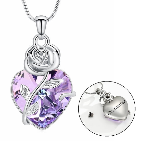 Rose Flower Heart Cremation Urn Necklace for Ashes Stainless Steel Memorial Cremation Ash Urn Jewelry Keepsake Ashes Pendant